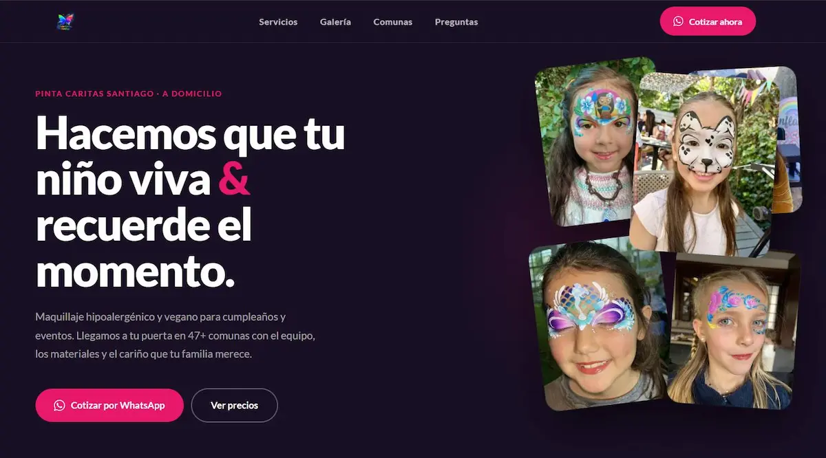 Sitio web de Pintacaritas.cl